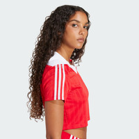 ★ adidas★ Football Jacquard V-Neck Crop Polo Shirt Red JD ☆ adidas☆ Football Jacquard V-Neck Crop Polo Shirt Red JD
