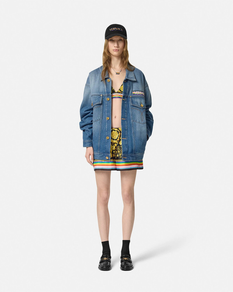 VERSACE Pride Barocco Oversized Denim Jacket outlook
