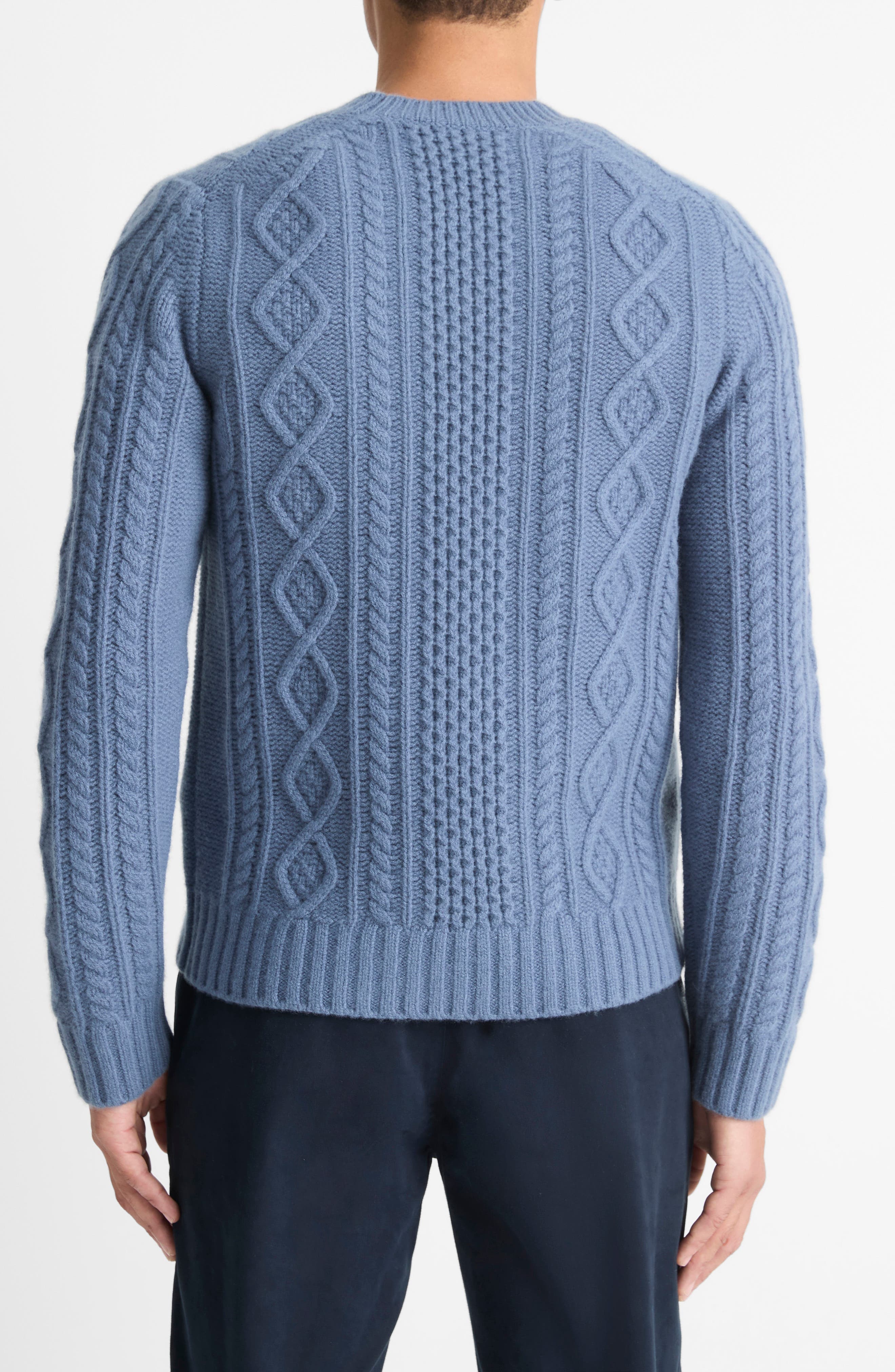 Vince Wool Aran Cable Sweater in Light Belluga Blue at Nordstrom - 2