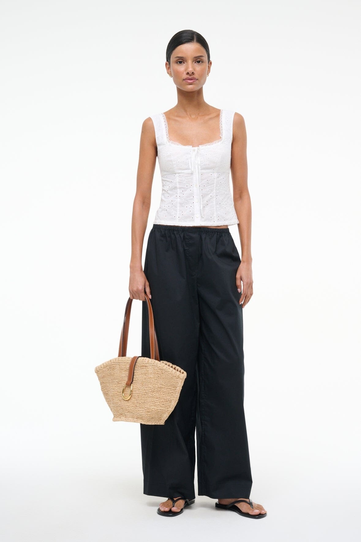 STAUD LOU TOP WHITE EYELET - 2