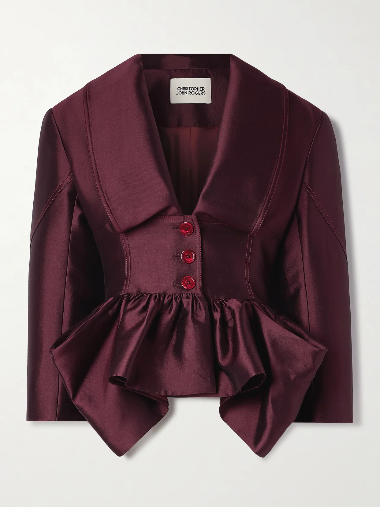 Silk And Wool-blend Satin Peplum Blazer - 1