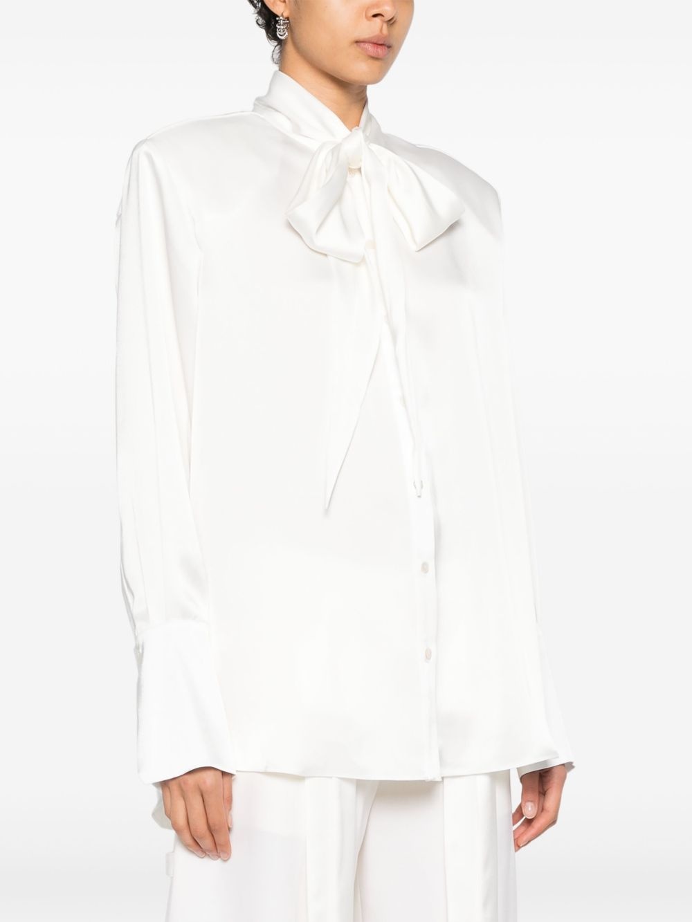 bow-detail satin shirt - 3