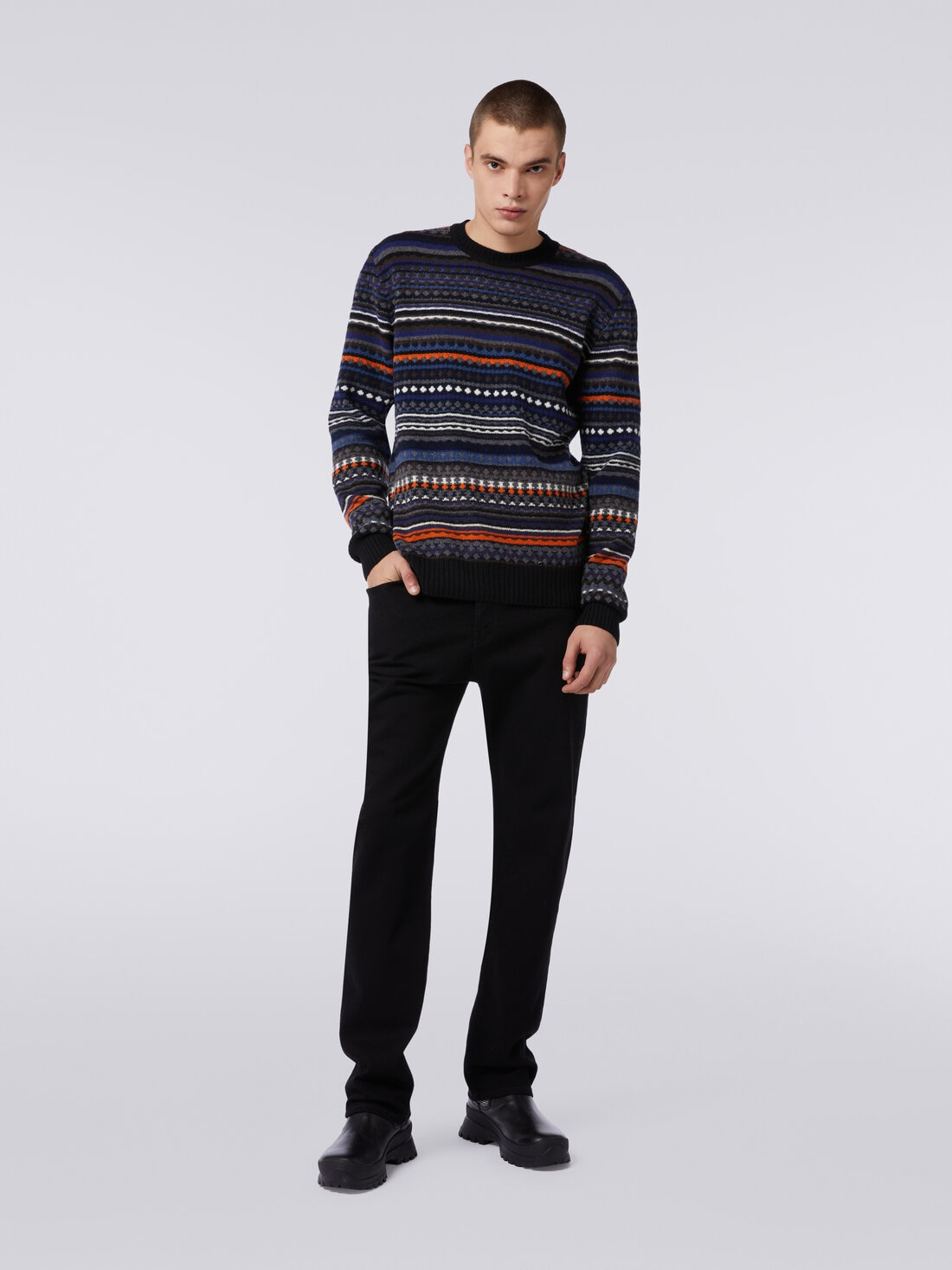 Jacquard wool crew-neck sweater - 2