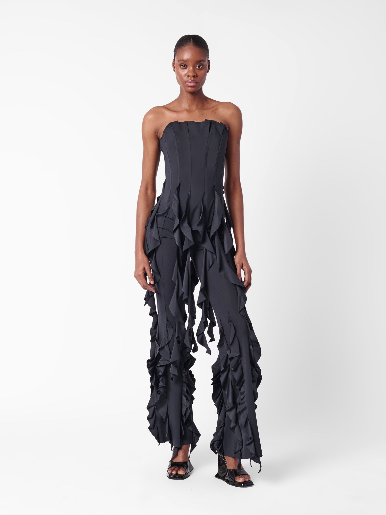 RHONDA RUFFLE TROUSERS BLACK - 7