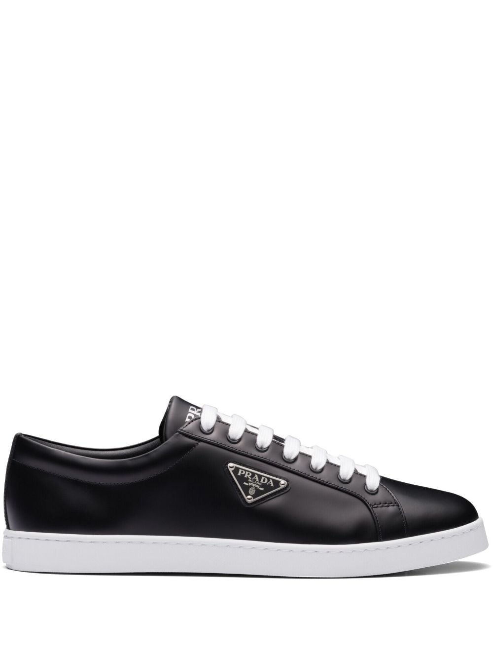 Brushed leather low-top sneakers - 1