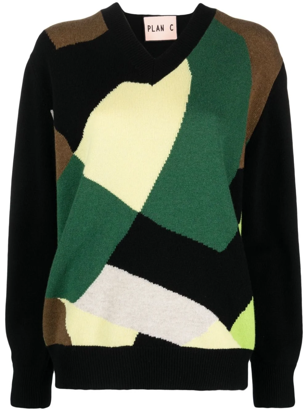 colour-block scarf jumper - 1