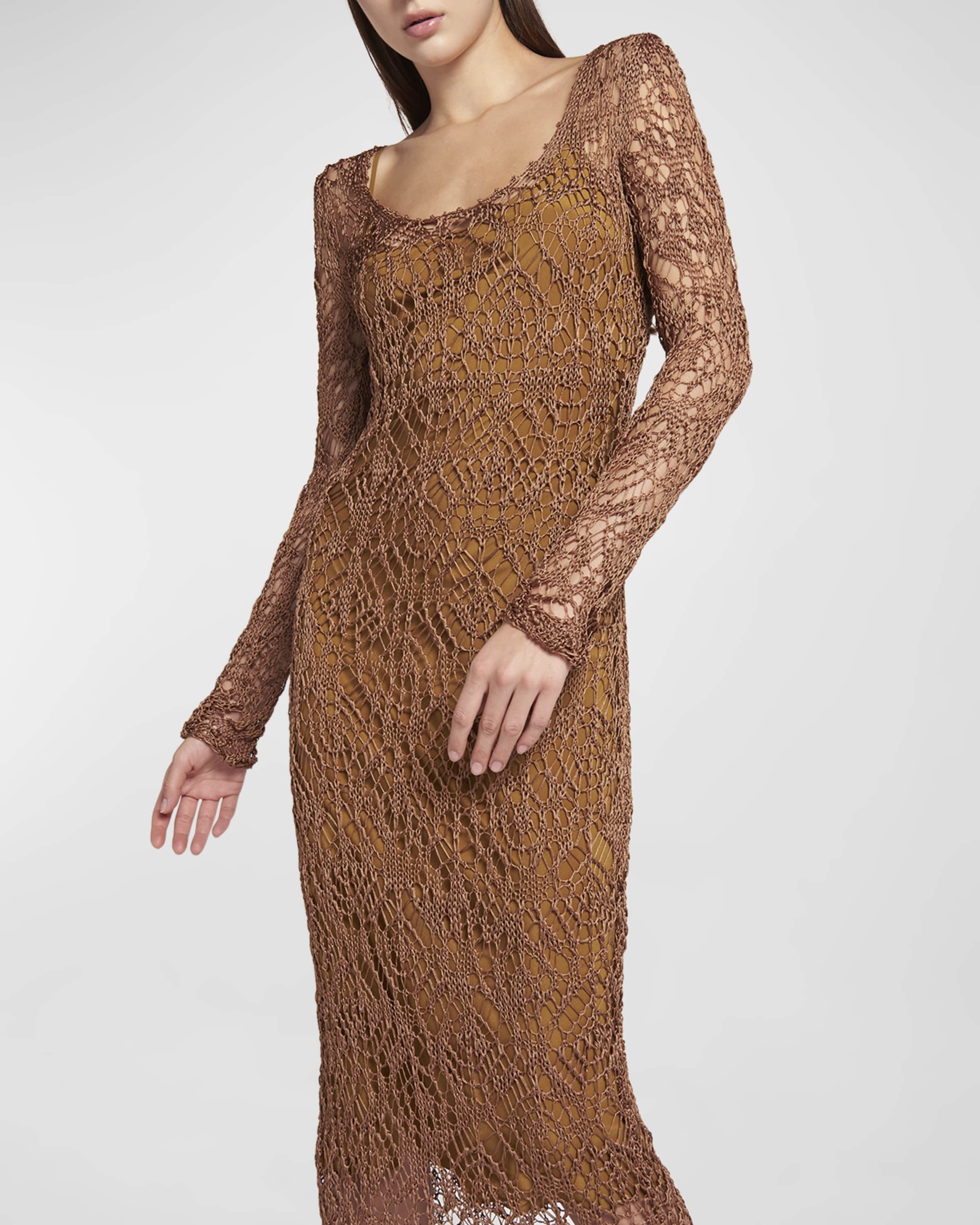 Fine Lace-Knit Midi Dress - 3