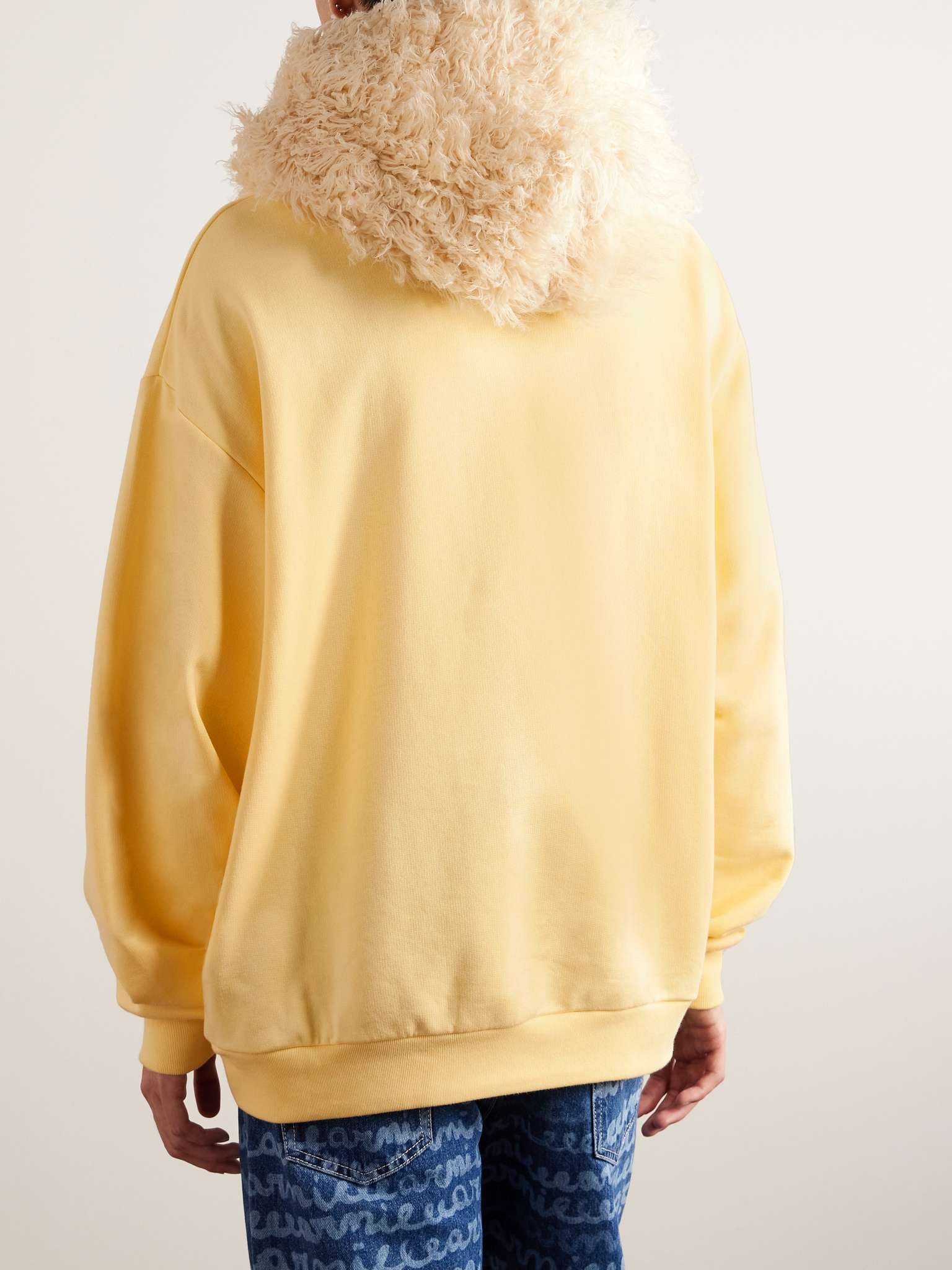Logo-Embroidered Fleece-Trimmed Cotton-Jersey Hoodie - 3