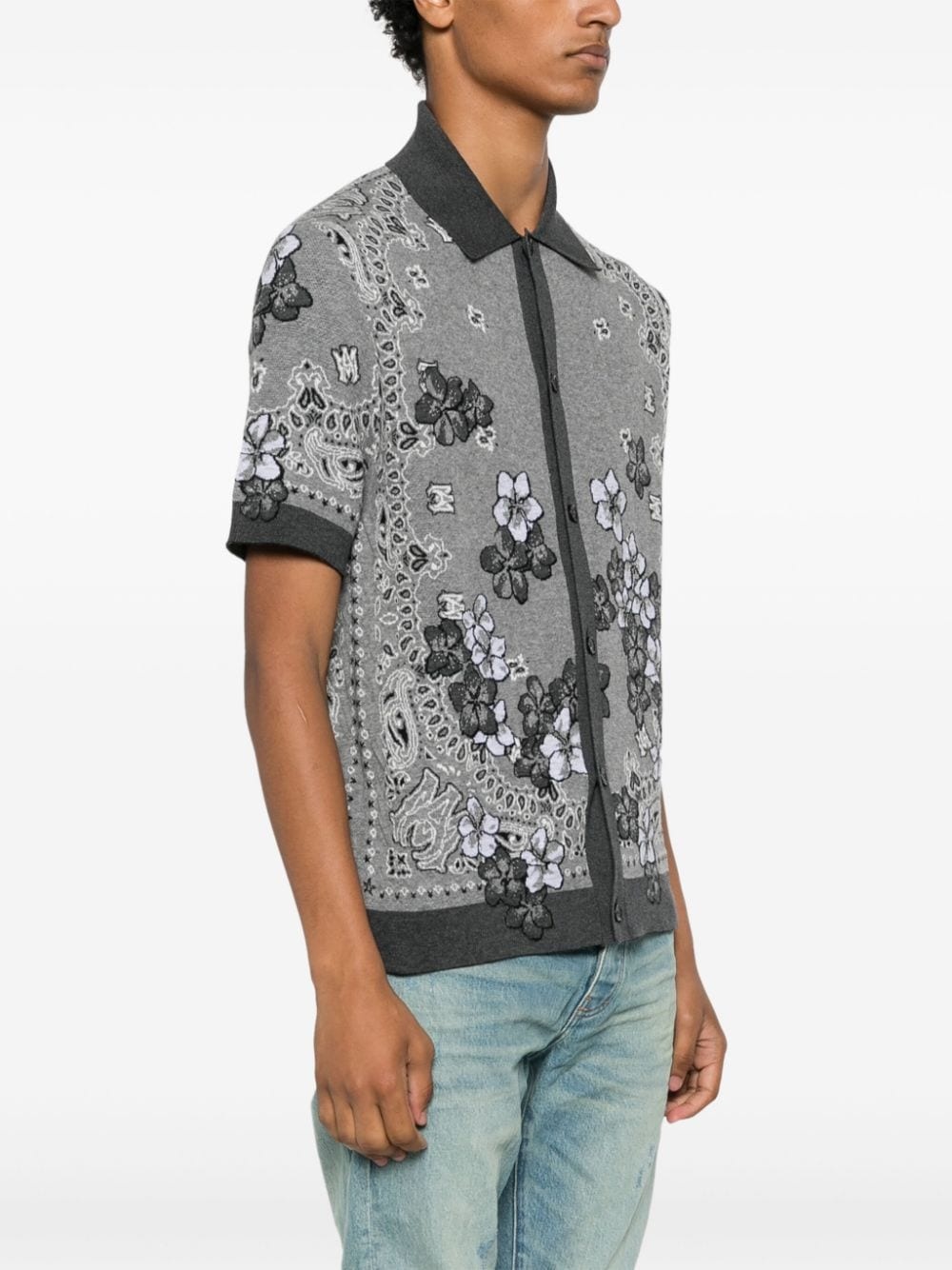 floral-jacquard knitted shirt - 3