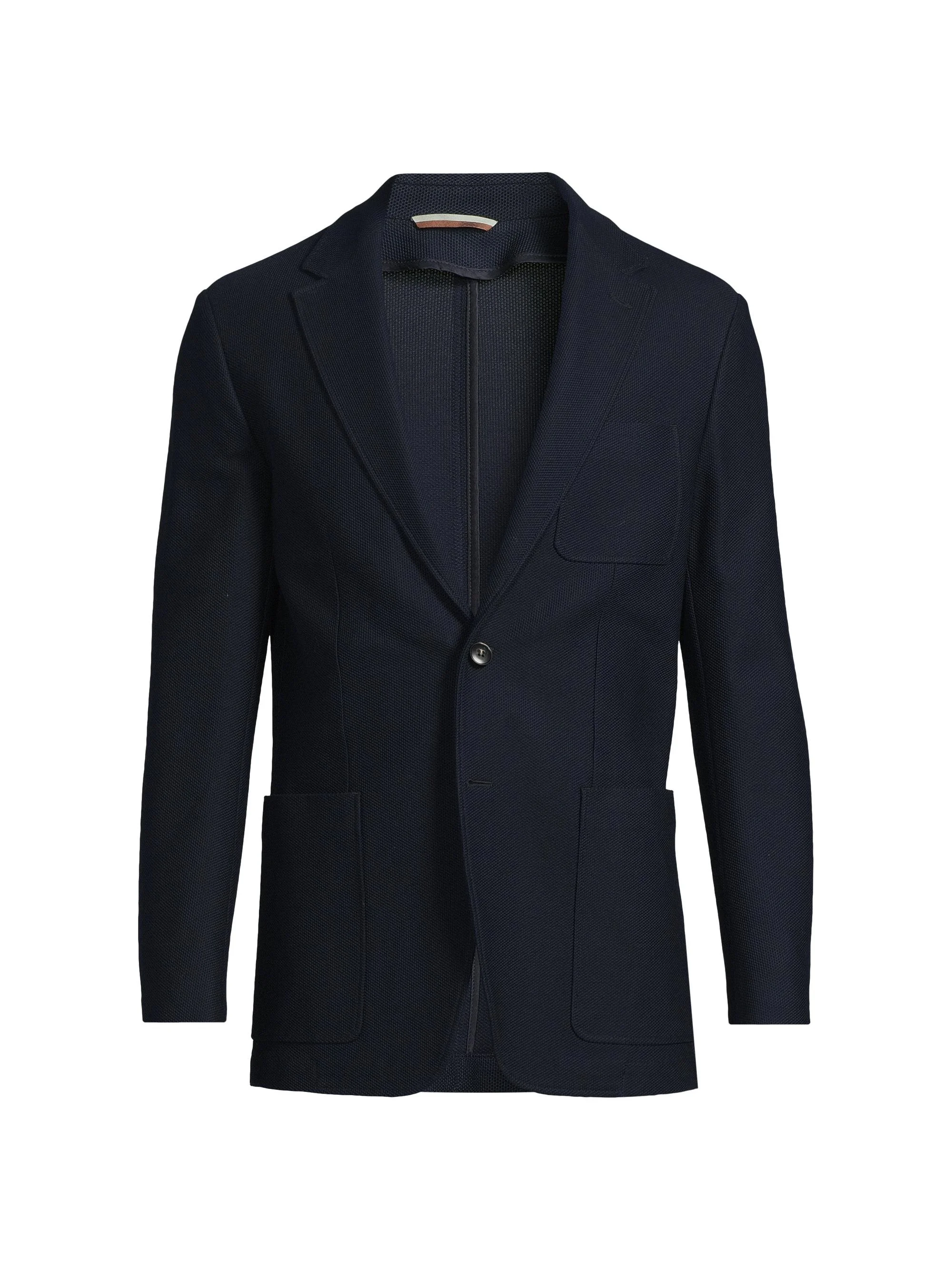Men's Textured Jersey Wool Jacket - Dark Blue - 1