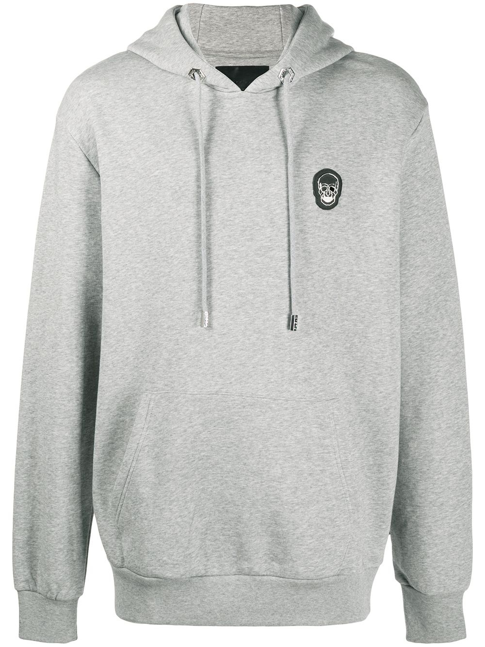 skull-patch drawstring hoodie - 1