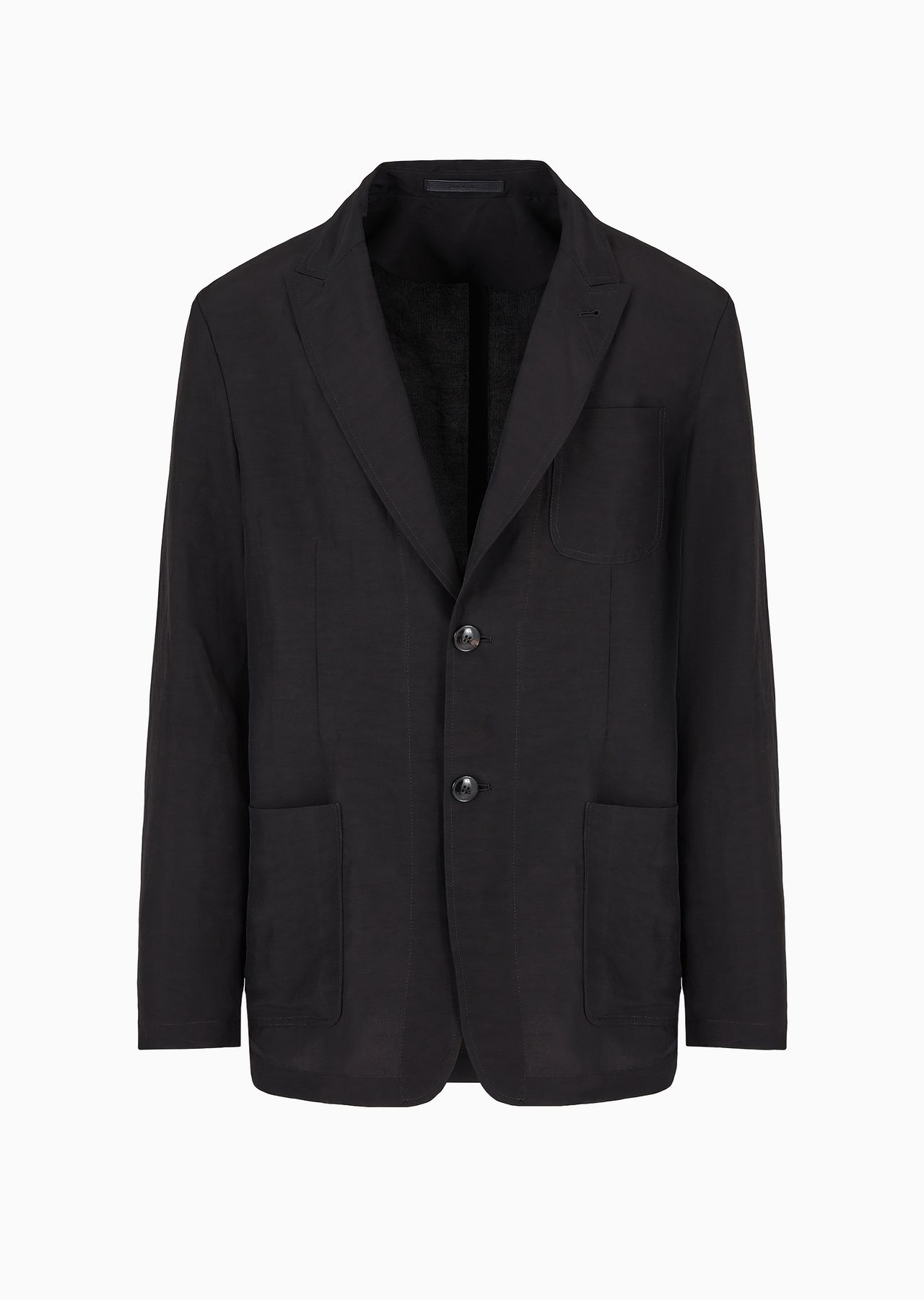 Viscose and linen canvas single-breasted jacket - 1