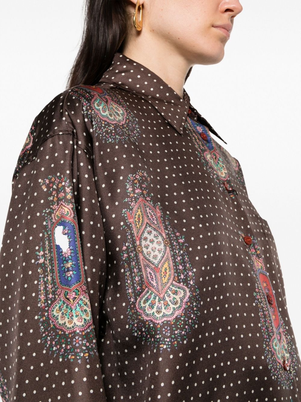 mix-print pointed-collar silk shirt - 5