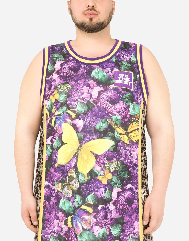 Butterfly-print cotton jersey singlet - 1