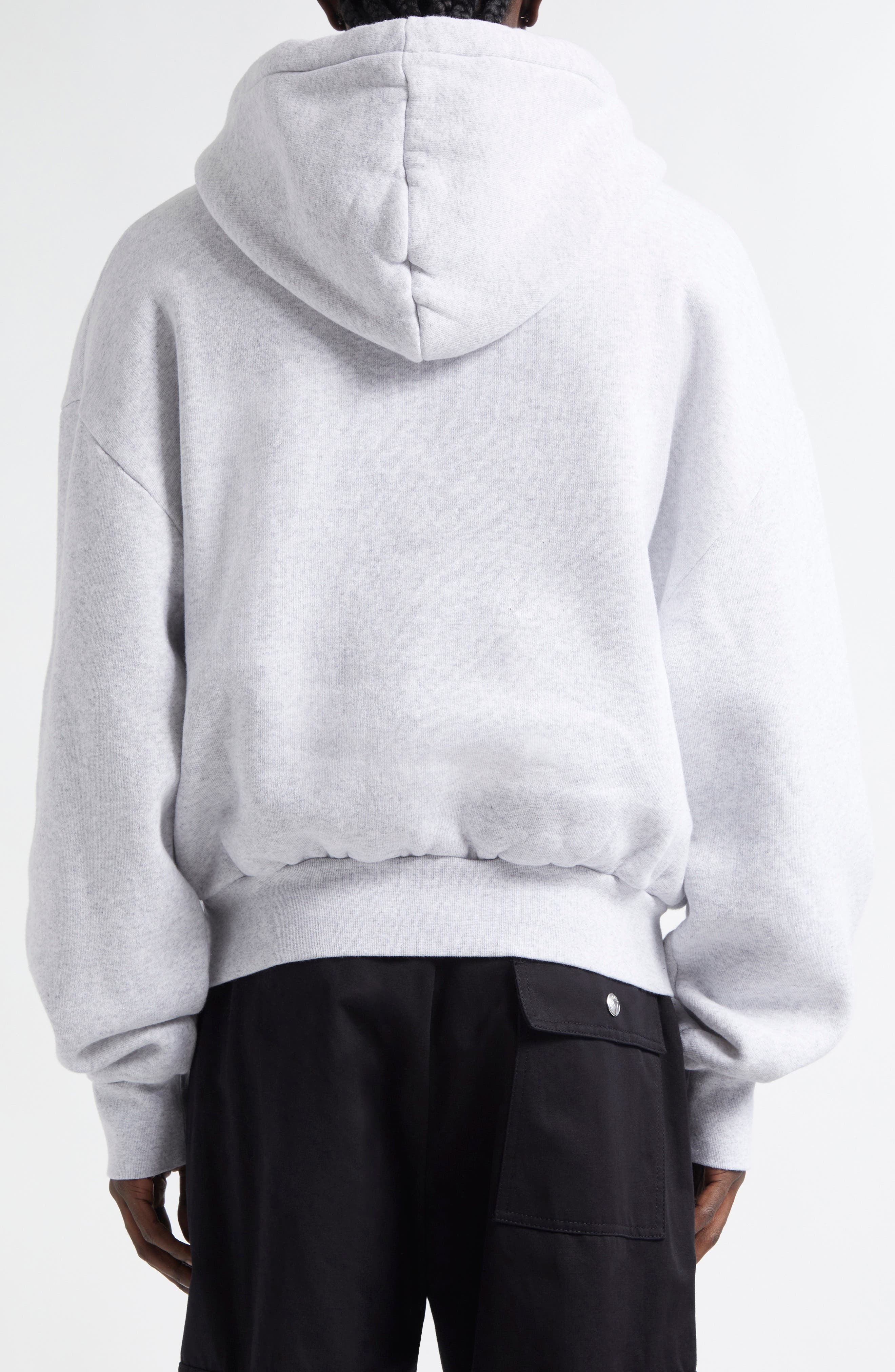 Jacquemus The Corto Logo Embroidered Cotton Fleece Hoodie in Uni Club Grey at Nordstrom - 2