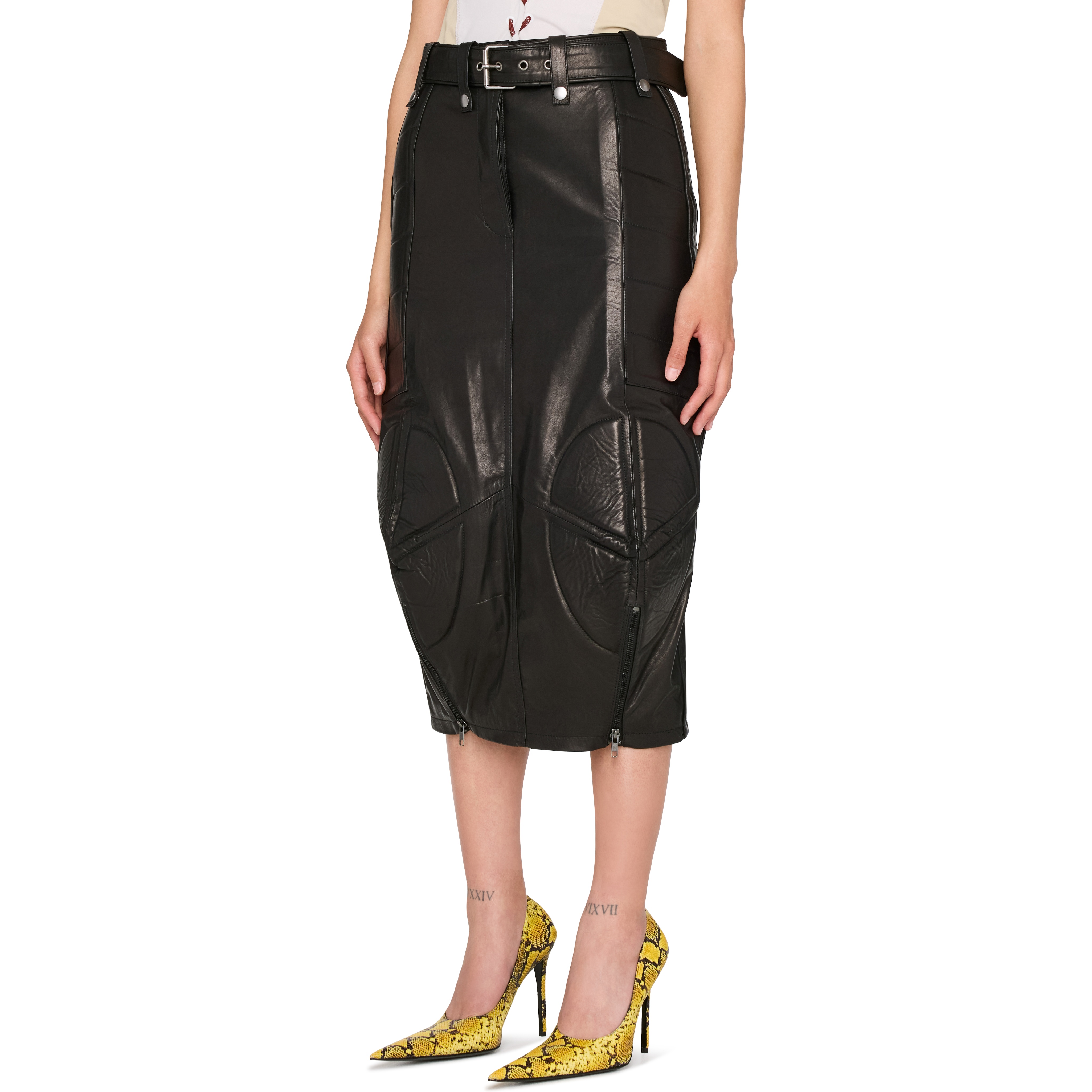 Leather Biker Midi Skirt - 2