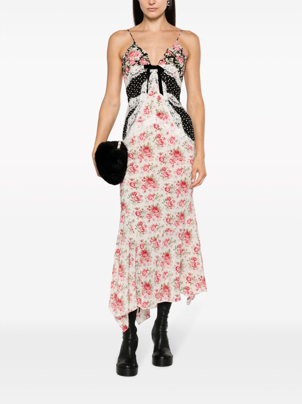mix-print silk midi dress - 2