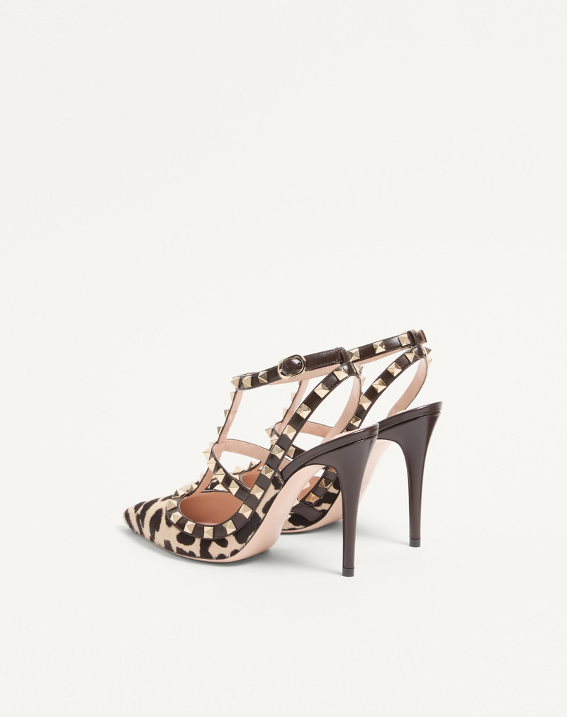 ROCKSTUD PUMPS WITH STRAPS IN PONY-EFFECT CALFSKIN 100MM 5