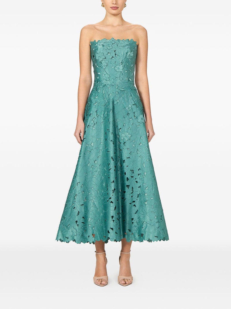 COSTARELLOS Vella floral-cut strapless A-line maxi dress outlook