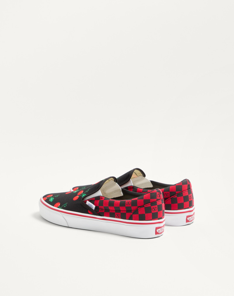 Valentino VALENTINO GARAVANI AND VANS SLIP-ON SNEAKER IN FABRIC WITH MAXI CHERRYFIC PRINT AND VLOGO CHECKERBOA outlook