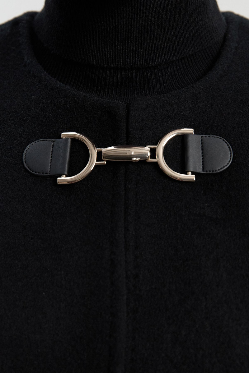 Wool Tailored Cape Short Coat 3