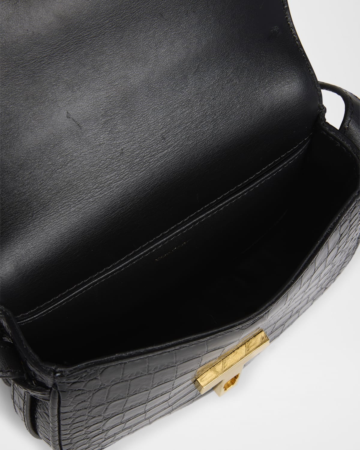 Wallis Mini Flap Shoulder Bag in Shiny Croc-Embossed Leather - 3