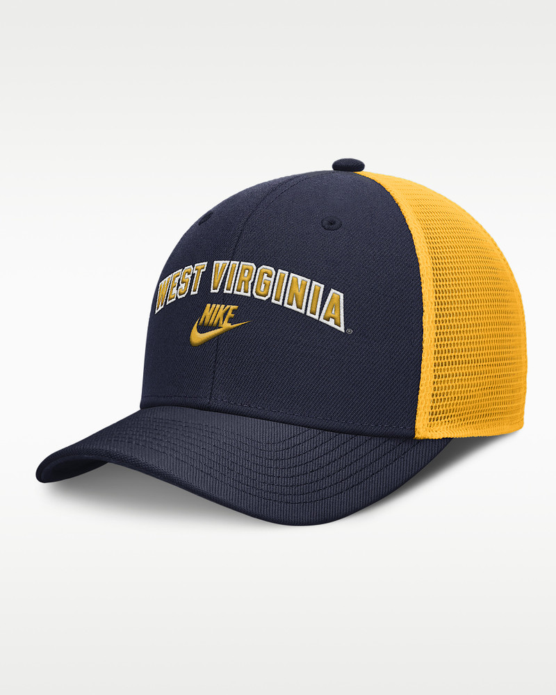 West Virginia Legacy Arch Rise Men's Nike Dri-FIT College Trucker Adjustable Hat 1