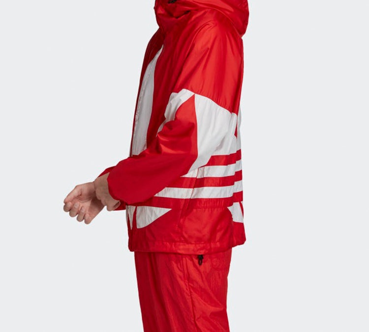 adidas originals Big trefoil Stripe Large Logo hooded Casual Jacket Red FM7076 - 4