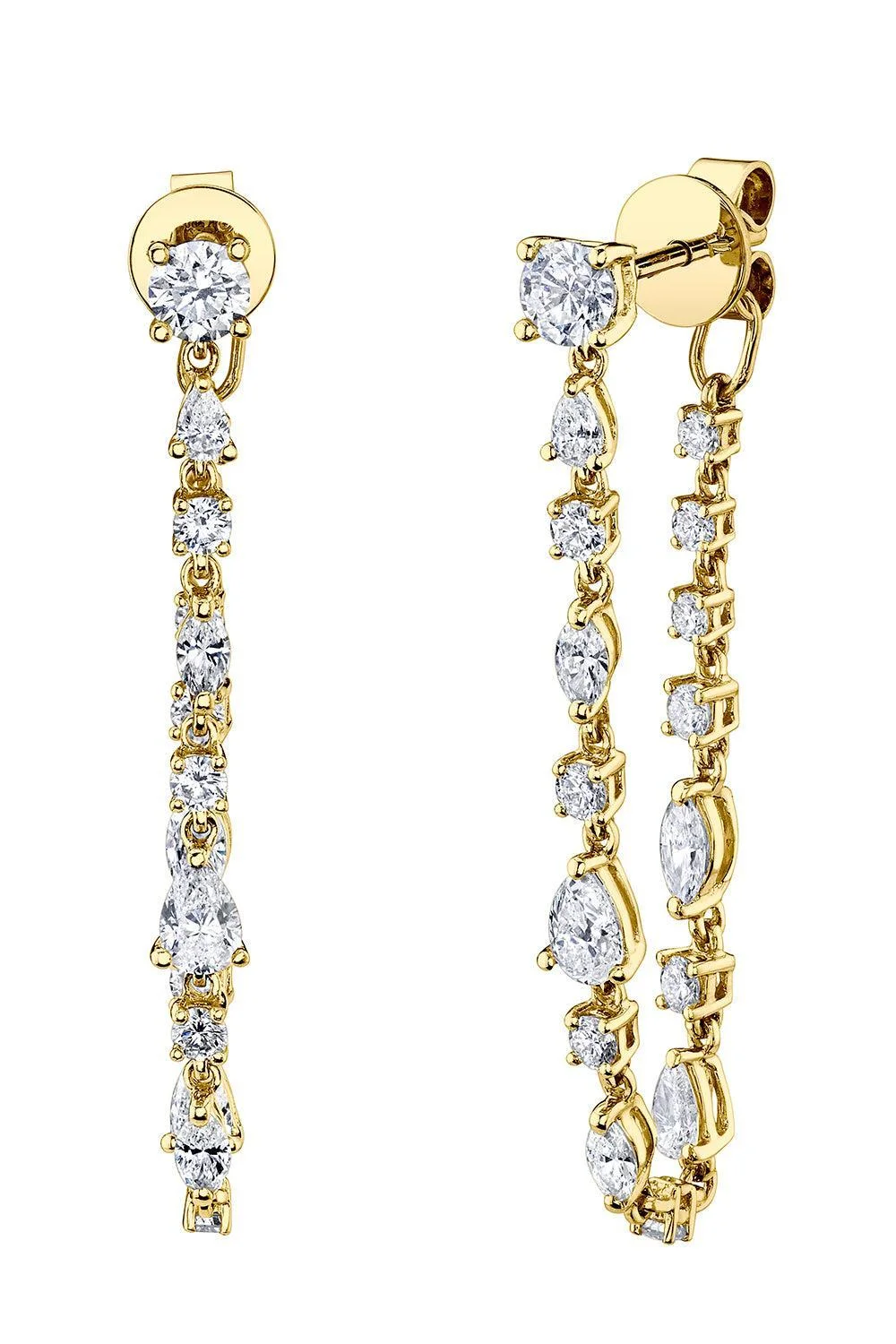 Diamond Long Loop Earrings - 1