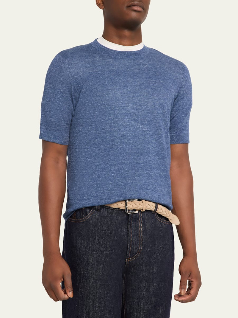 Men's Linen and Cotton Knit Short-Sleeve Sweater 4