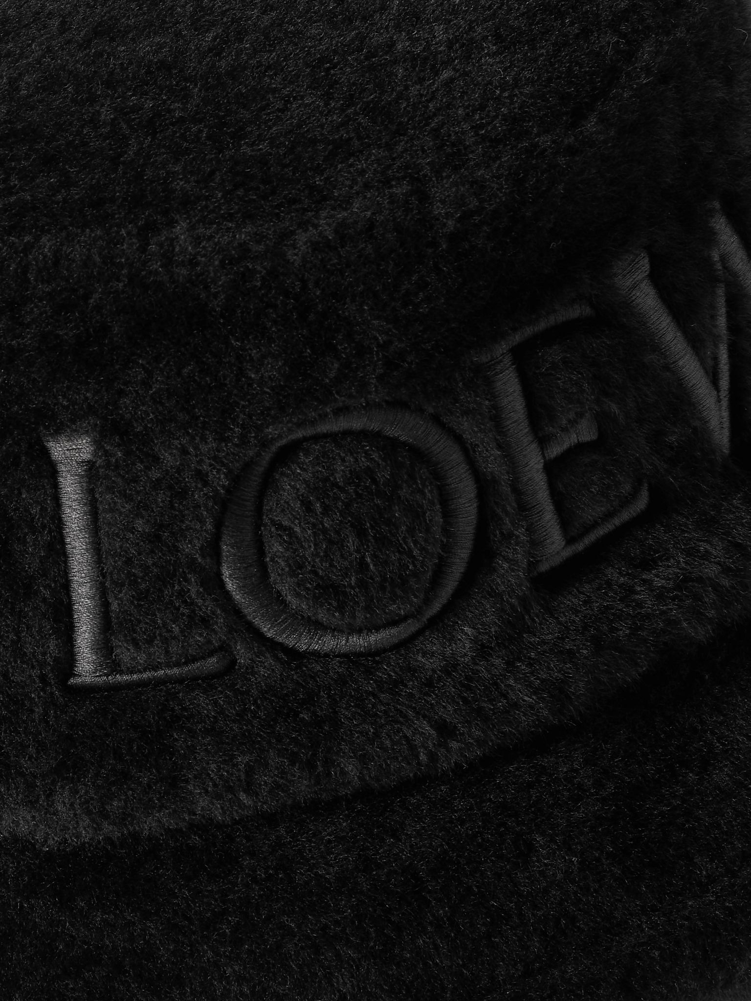 Logo-Embroidered Shearling Bucket Hat Black - 3