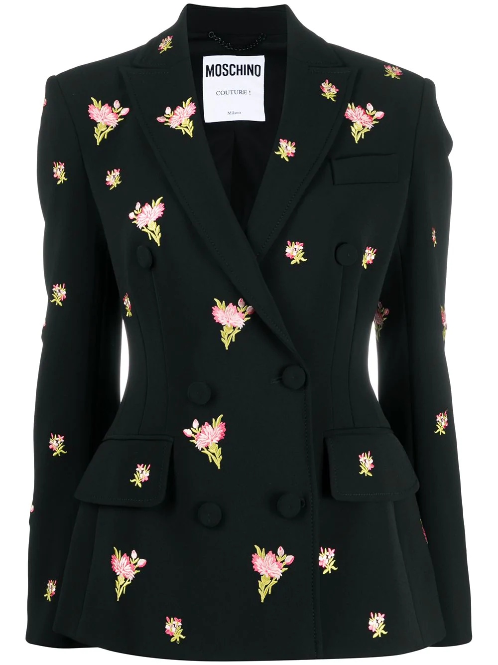 floral embroidery double-breasted blazer - 1