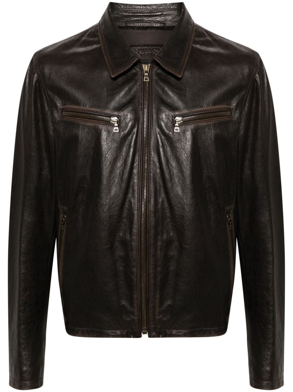 leather shirt jacket - 1