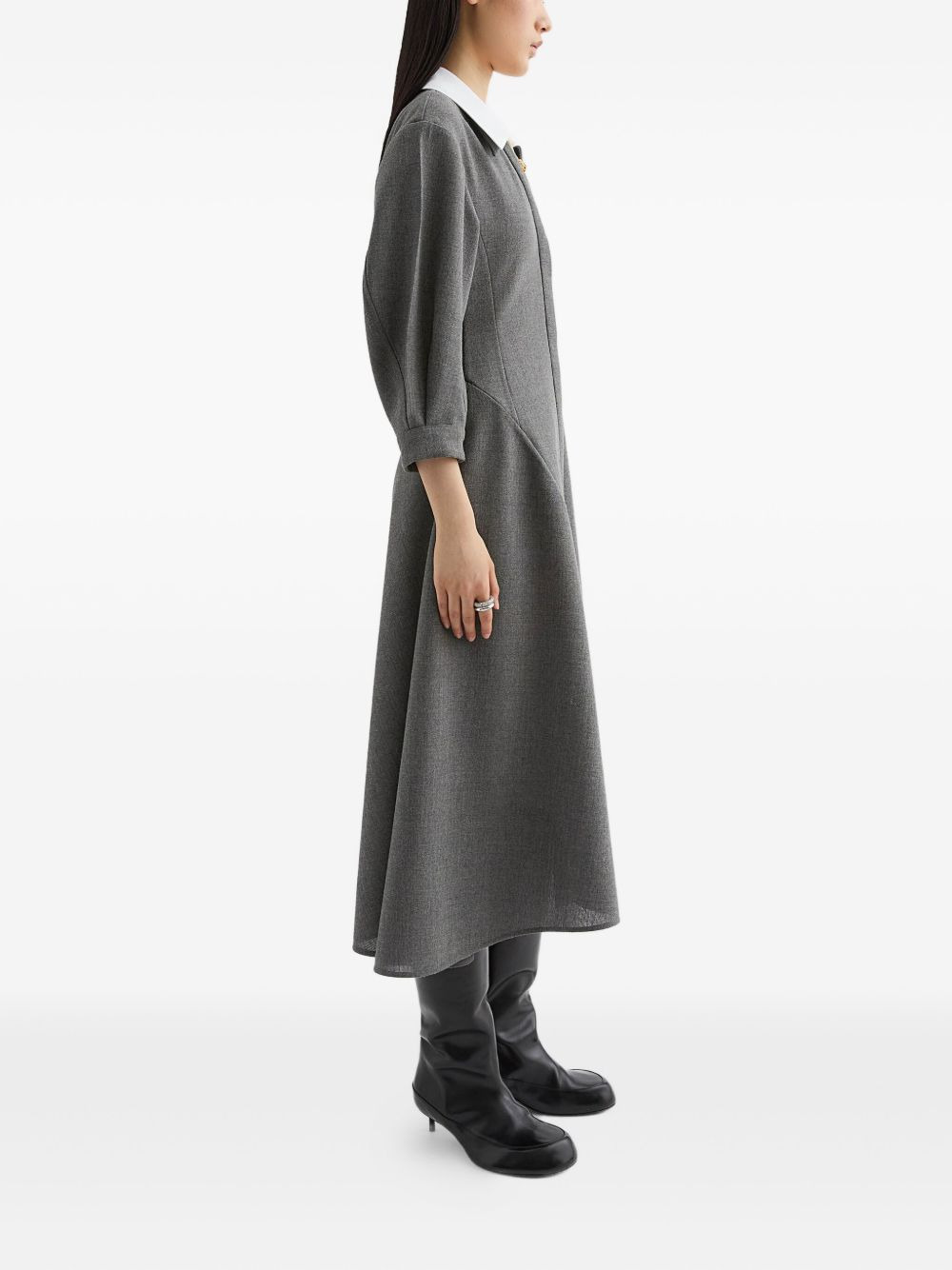 contrasting-collar midi dress - 3