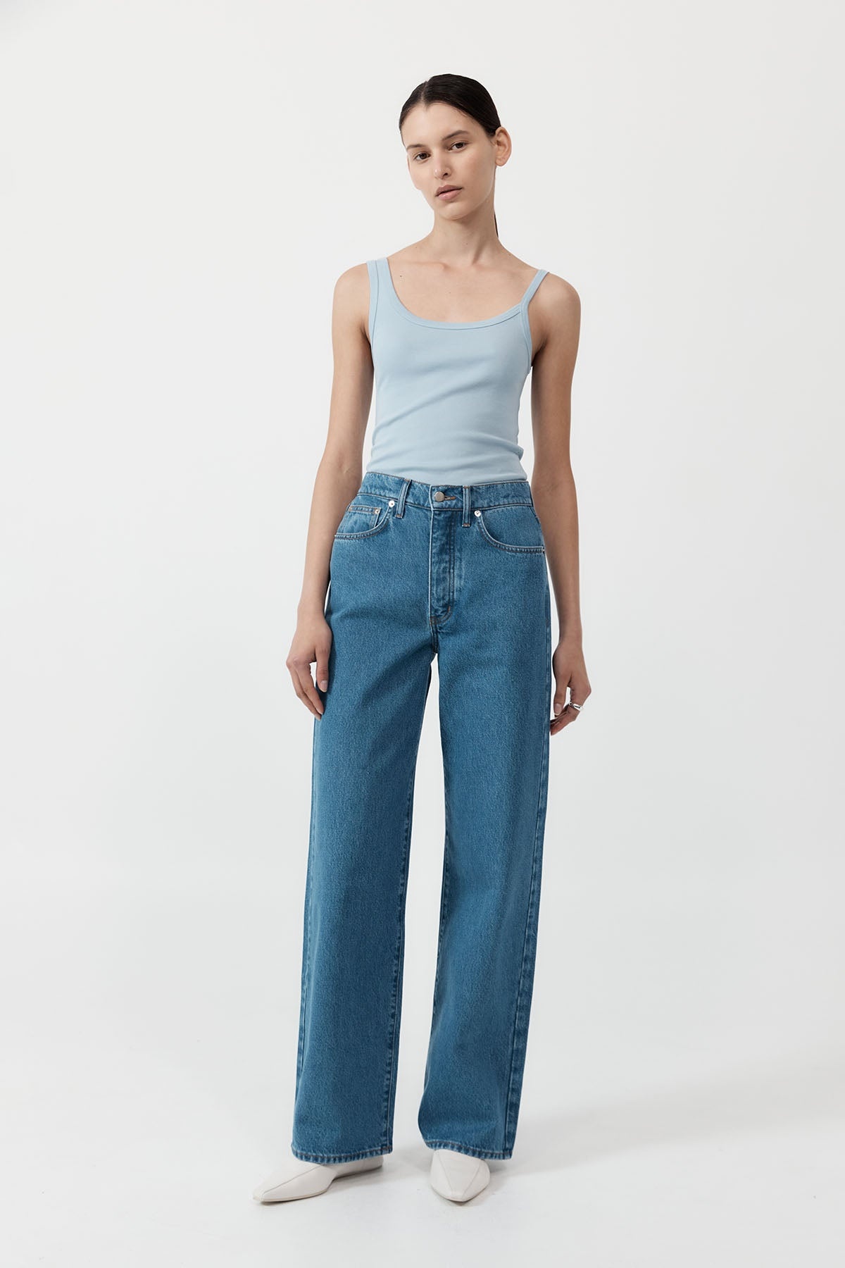 Mid Rise Wide Leg - Denim Blue - 2