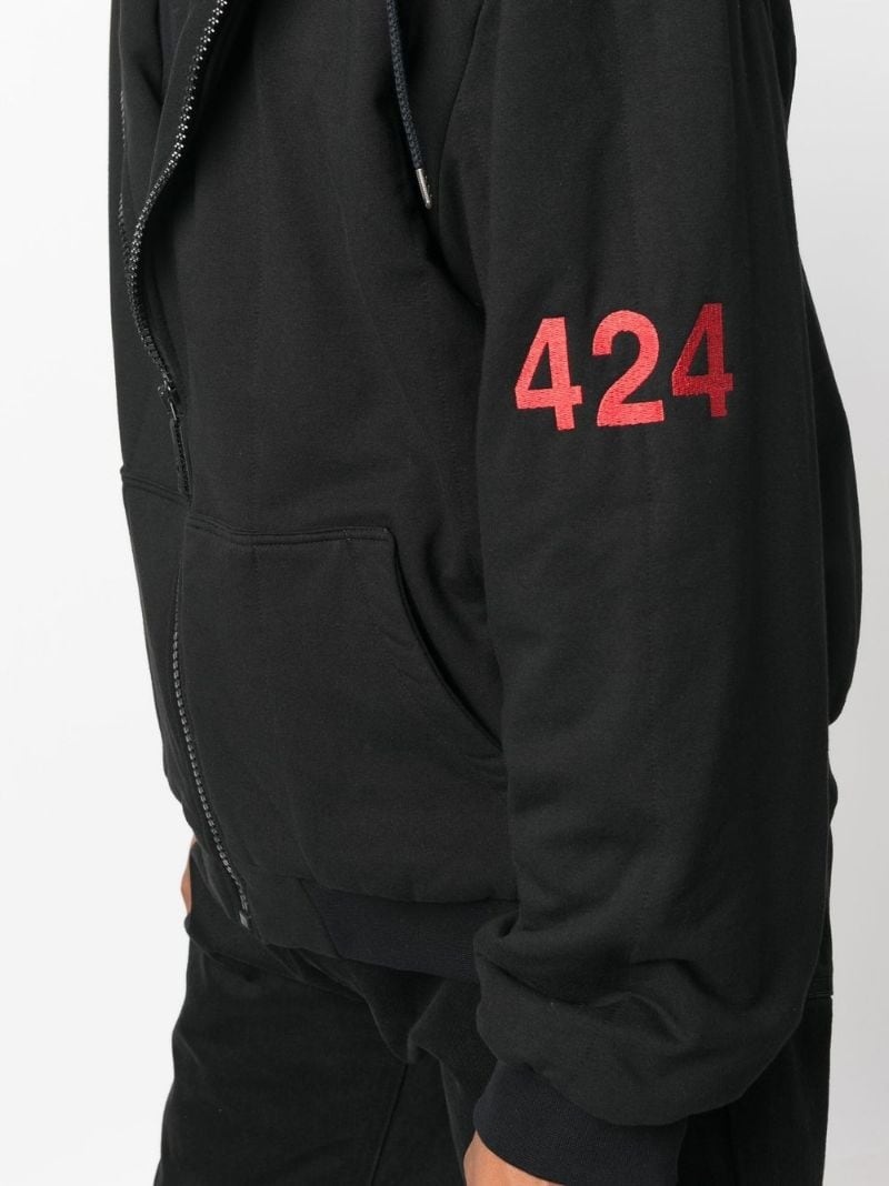 logo-print zipped hoodie - 5