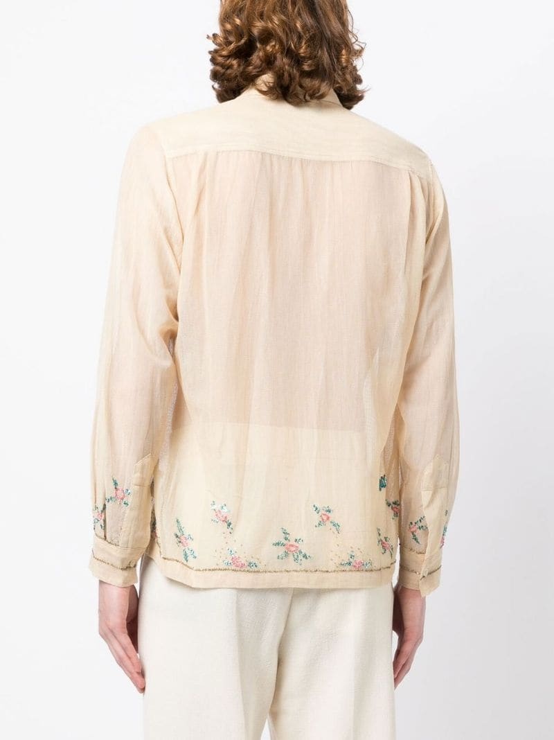 transparent-design cotton shirt - 4