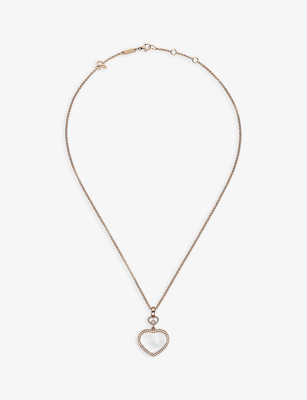 Happy Hearts 18ct rose-gold, 0.24ct diamond and mother-of-pearl necklace - 2