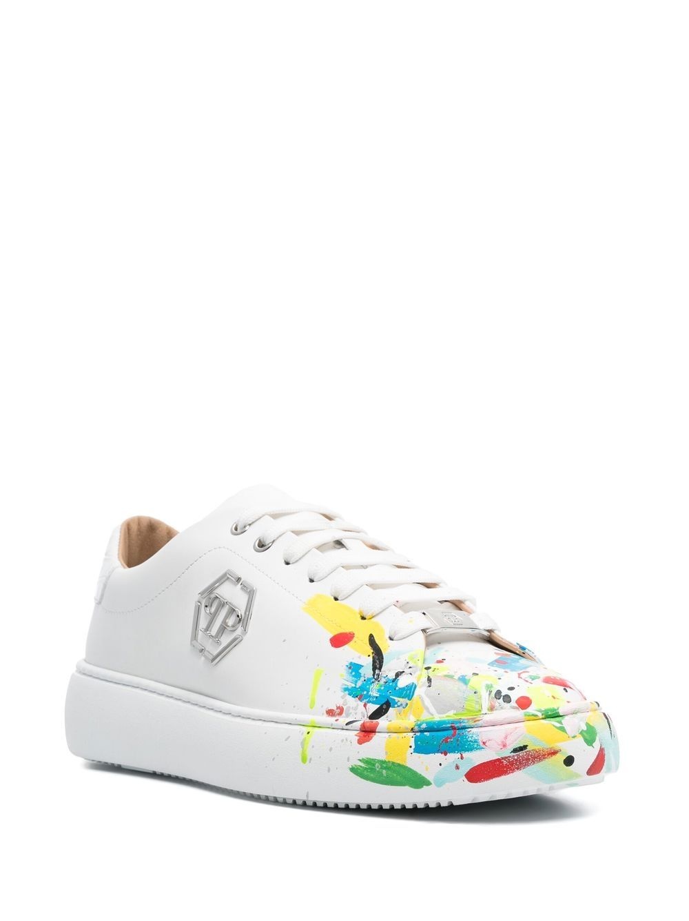 paint splatter-print lace-up sneakers - 2