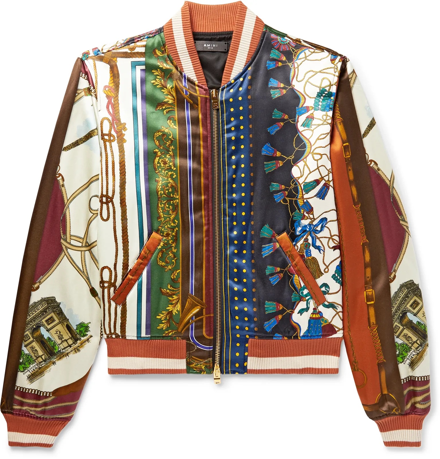 Printed Satin Bomber Jacket - 1