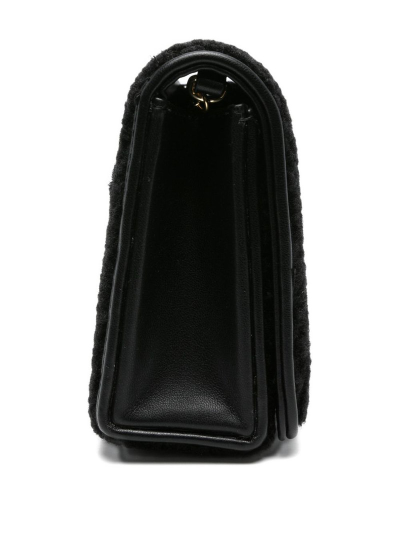 logo-plaque shearling shoulder bag 4