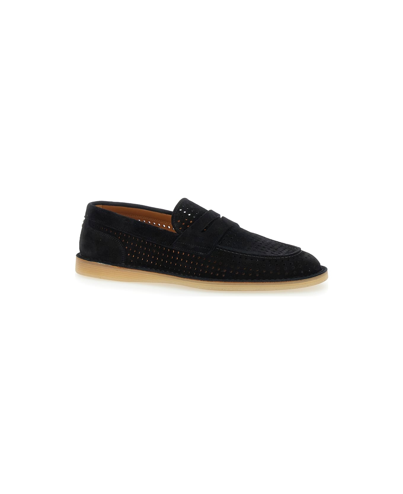 'florio' Black Loafers With Logo Detail On The Rear And Penny Slot In Suede Woman - 2