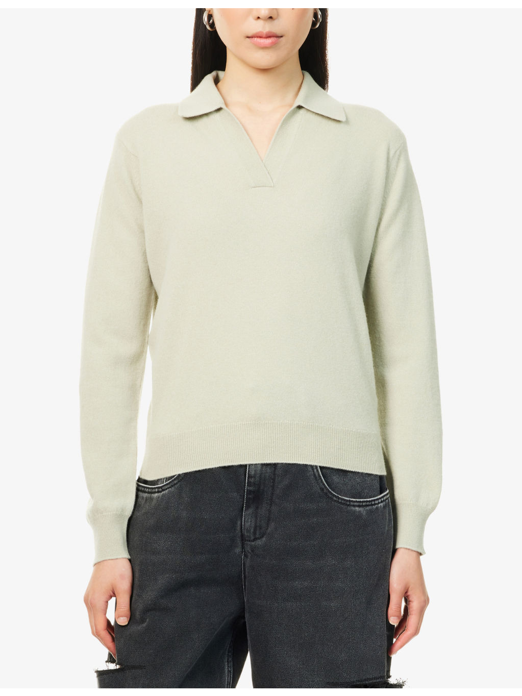 V-Neck Relaxed-Fit Wool Polo Shirt - 3