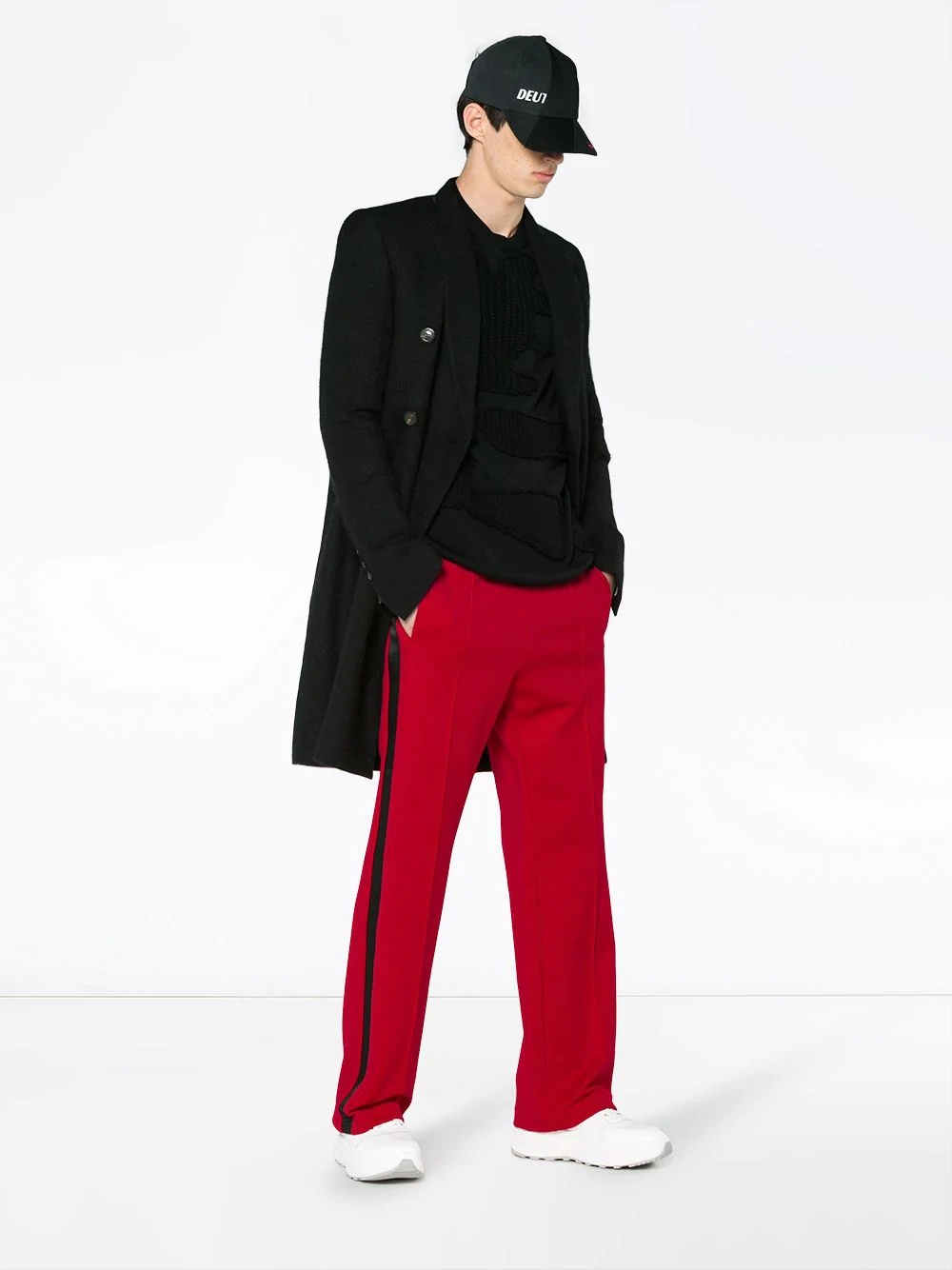 Red striped cotton track pants - 2