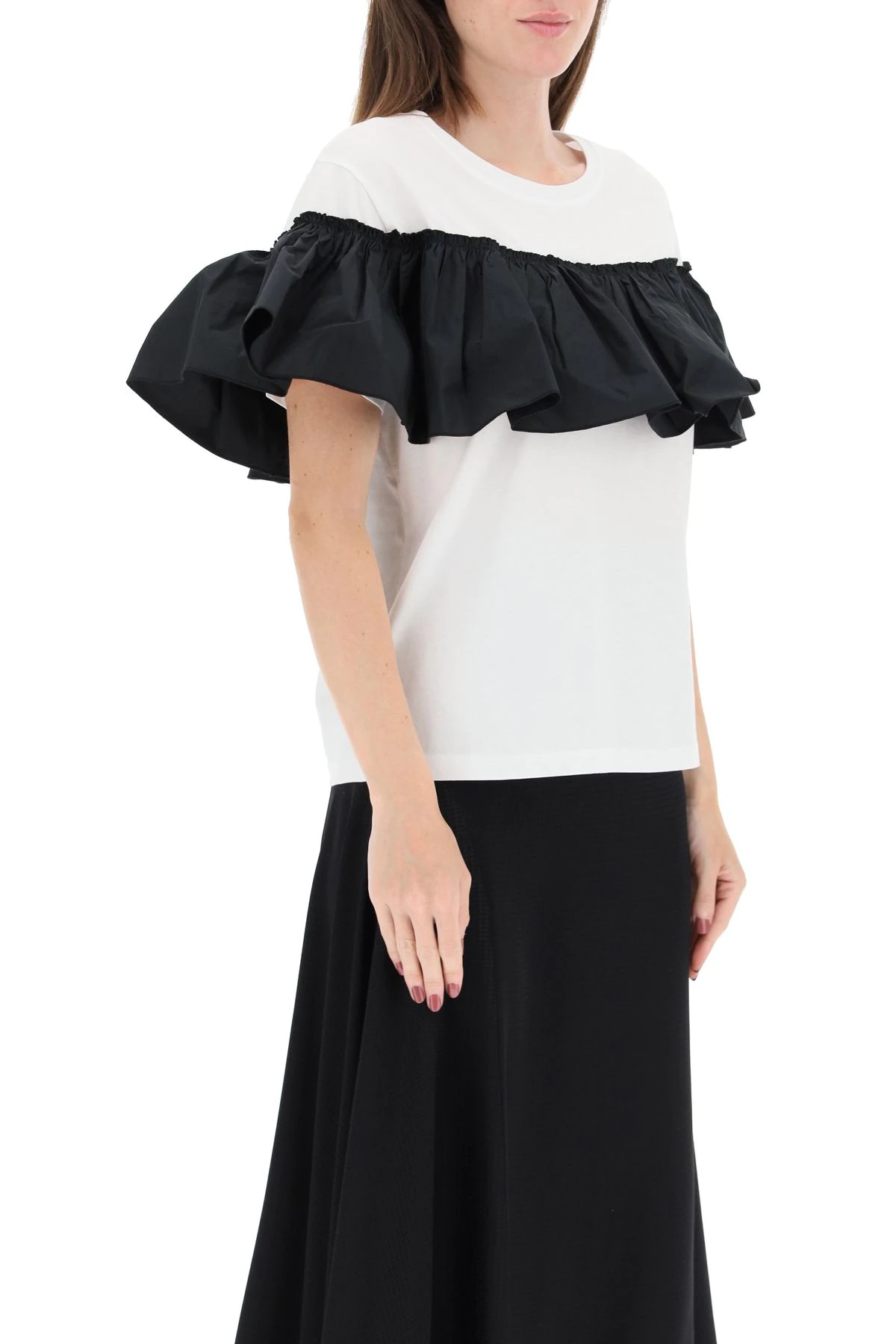 T-SHIRT WITH TAFFETA RUFFLES - 3