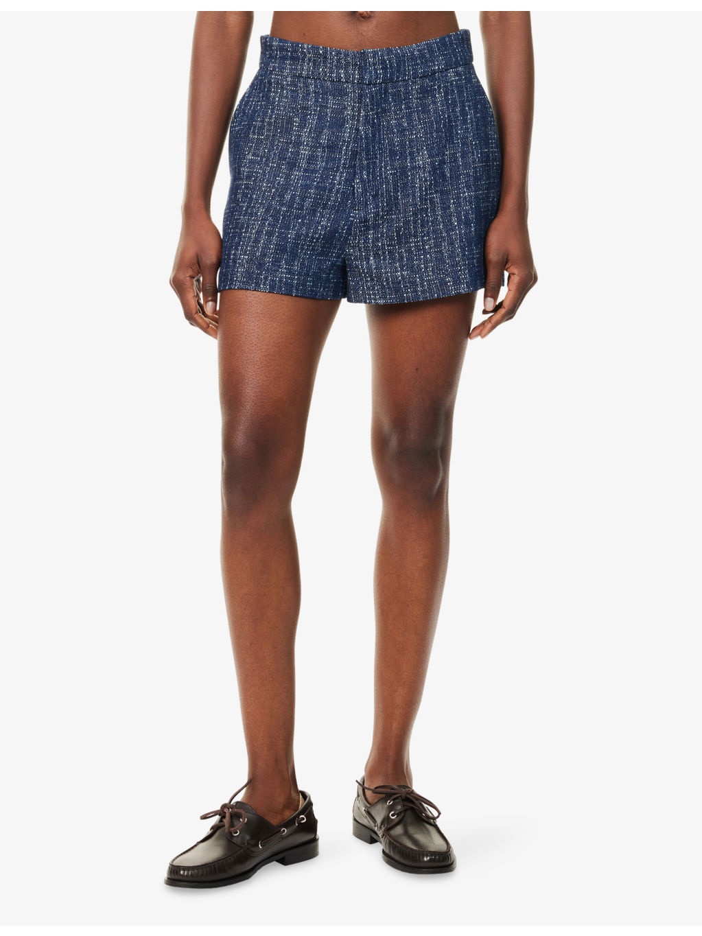 Tweed Regular-Fit Mid-Rise Cotton Shorts - 3