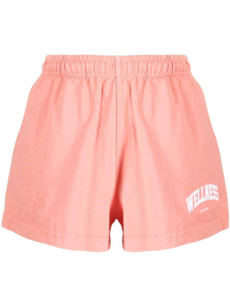 slogan-embroidered cotton shorts 1