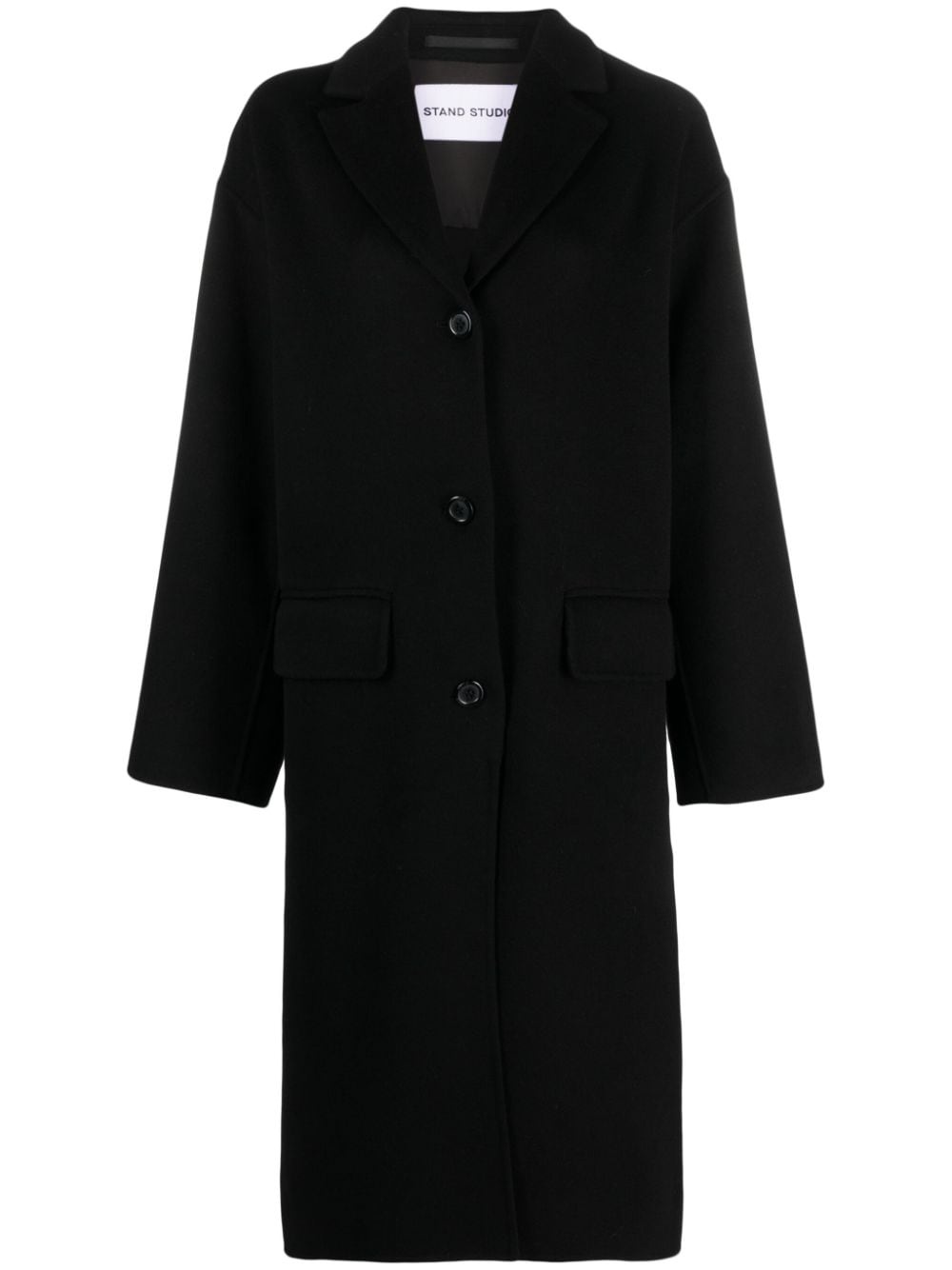 V-neck wool-blend coat - 1