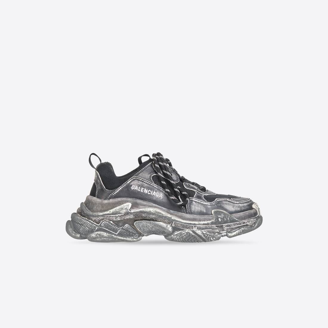 Men's Triple S Faded Sneaker in Black - 1