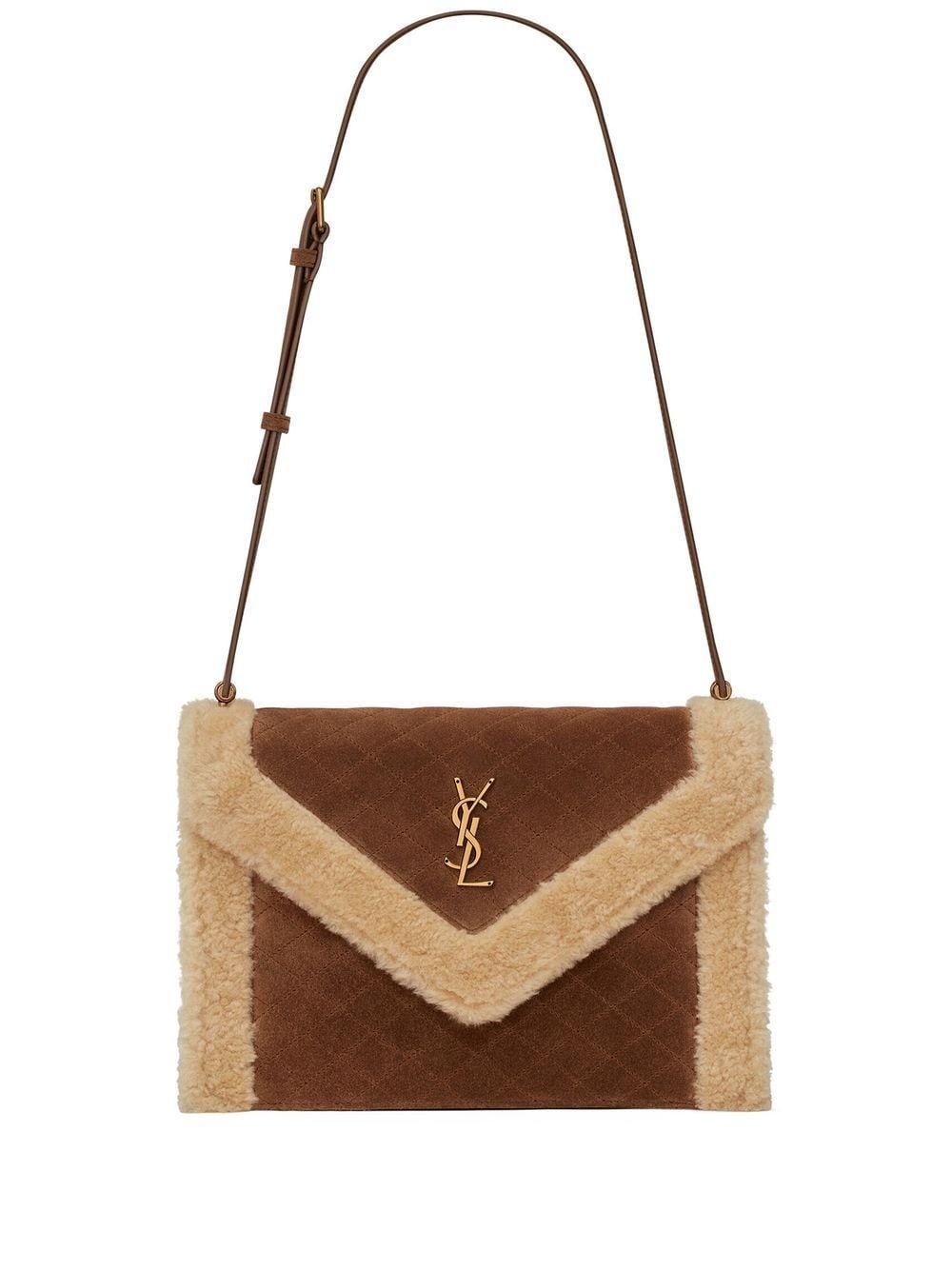 Gaby shearling-trim shoulder bag - 1